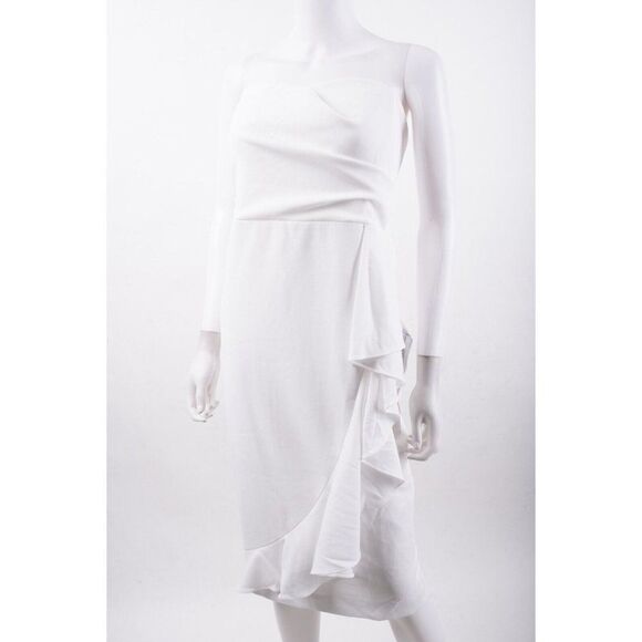 Dress The Population Womens Liv Ruffled Midi Dress Strapless XL White NWT - Picture 4 of 7